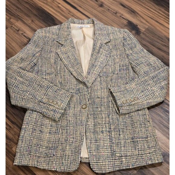 Barrie Pace Jackets & Blazers - Barrie Pace Silk Tweed Blazer Women’s Size 12 Fits 8/10 Woven Jacket Made USA